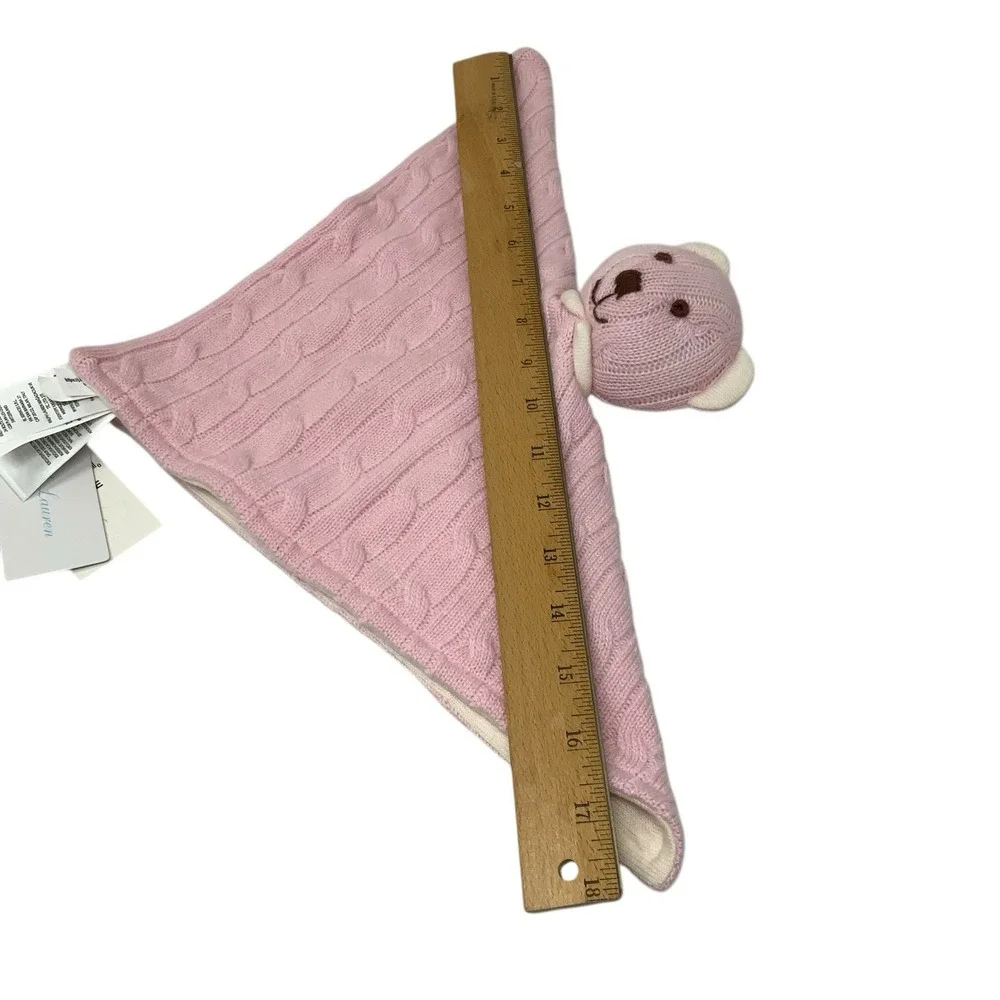 Ralph Lauren Baby Cashmere Pink Bear Lovey Security Blanket Luxury Soft Plush